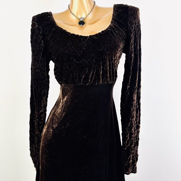 Vintage 90s goth cocktail formal velvet mini dress - Picture 2 of 8